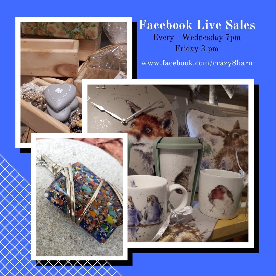 Facebook Live Sales now every Wednesday and Friday at Crazy 8 Barn & Garden
