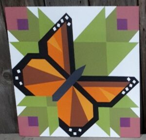 monarch butterfly with milkweed in barn quilt pattern